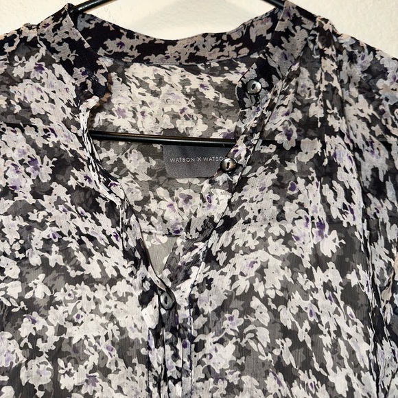Watson X Watson floral silk button front blouse 6 office silk - Picture 4 of 9